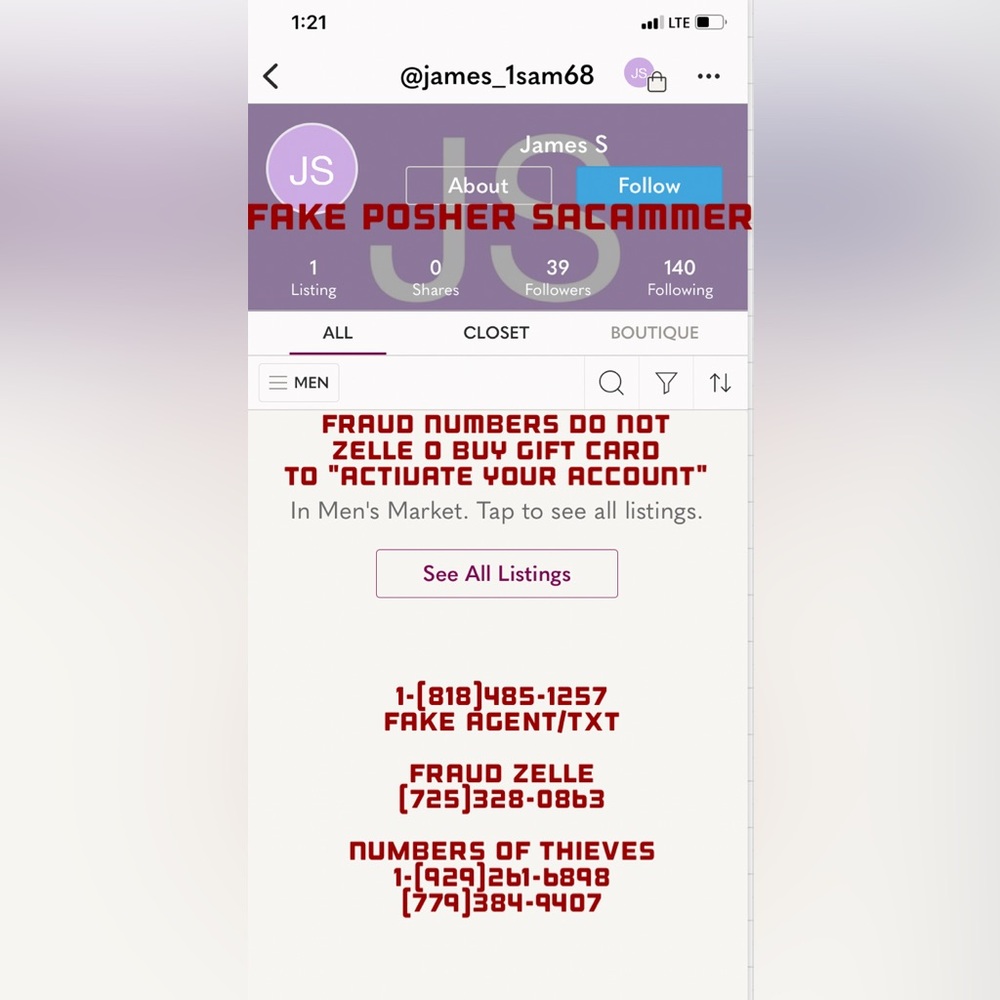 NOTICE: SCAMMERS